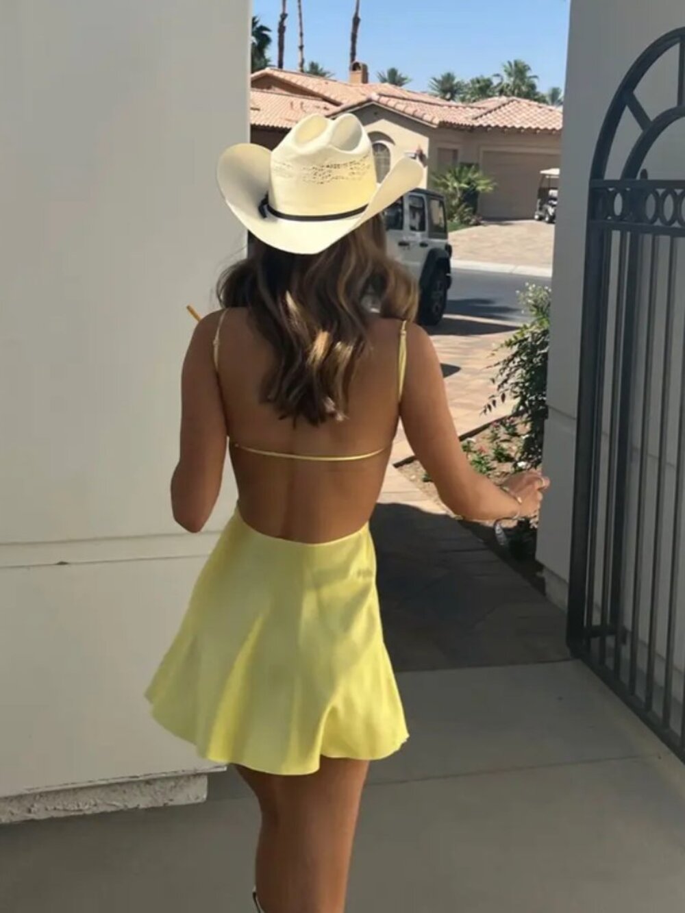 Are You Am I Niana Dress, Lemon, Butter Yellow Cut Out Silk Mini Dress, Small